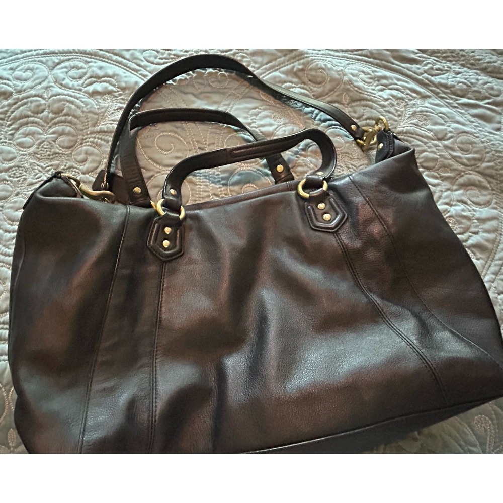 Coach Campbell Buckle Hobo Black Leather Shoulder Bag  Brass Hardware - Picture 6 of 14